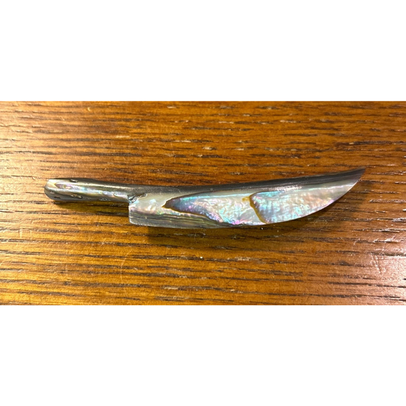 Unique Iridescent Abalone Shell Knife Brooch Pin One Size - Picture 3 of 4